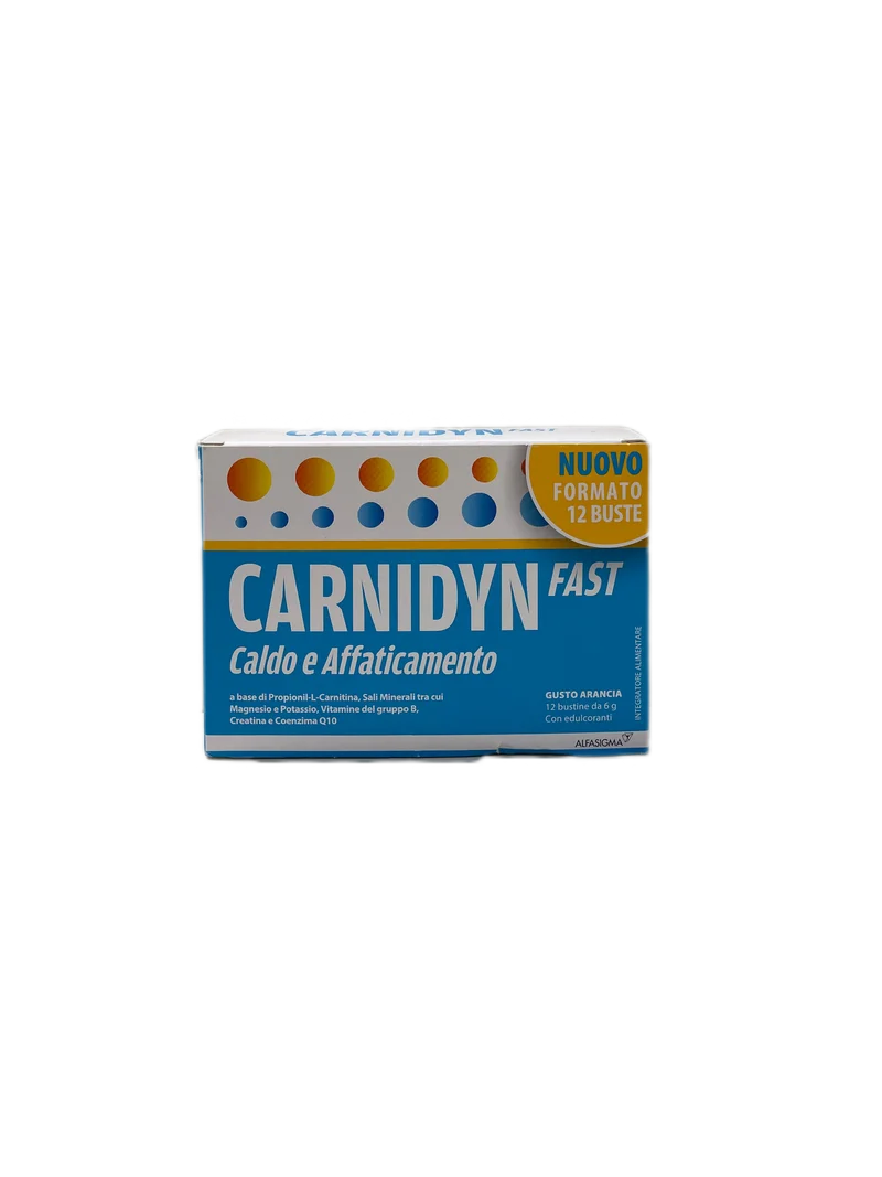 Carnidyn Fast Caldo Affaticamento Integratore Alimentare Magnesio Potassio Vitamine 12 Bustine Arancia