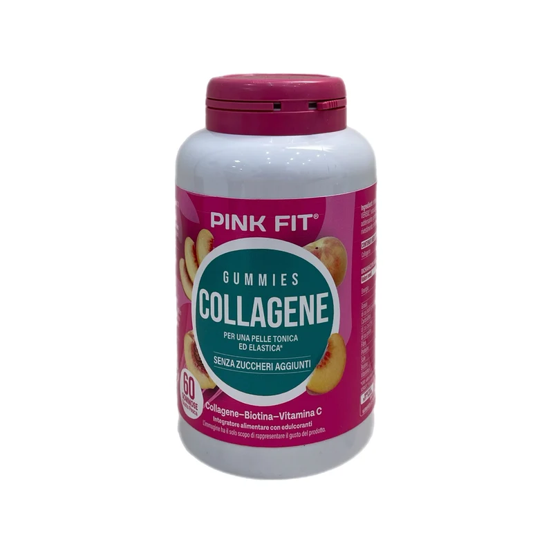 Pink Fit Gommose Collagene Integratore Collagene Idrolizzato Pelle Tonica Elastica Pesca 60 Gommose