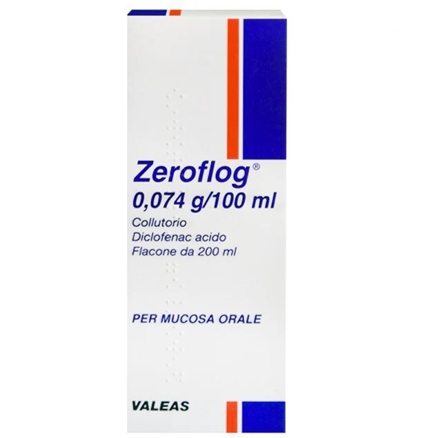 Zeroflog 0,074 g/100 ml collutorio, 1 flacone diclofenac acido