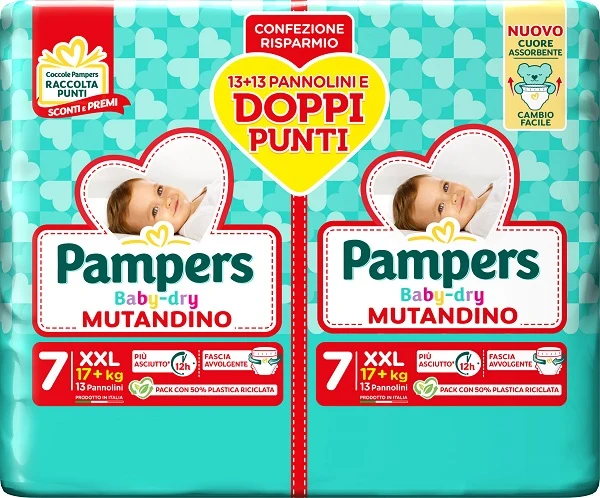Pampers baby dry pannolino mutandina duo downcount xxl 26 pezzi