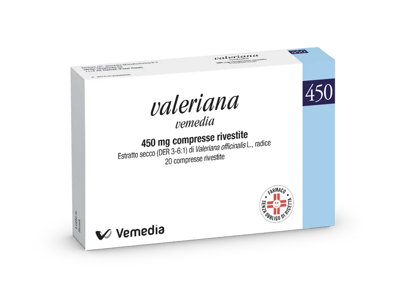Valeriana vemedia 450 mg compresse rivestite estratto secco di radice di valeriana officinalis (3-6:1)