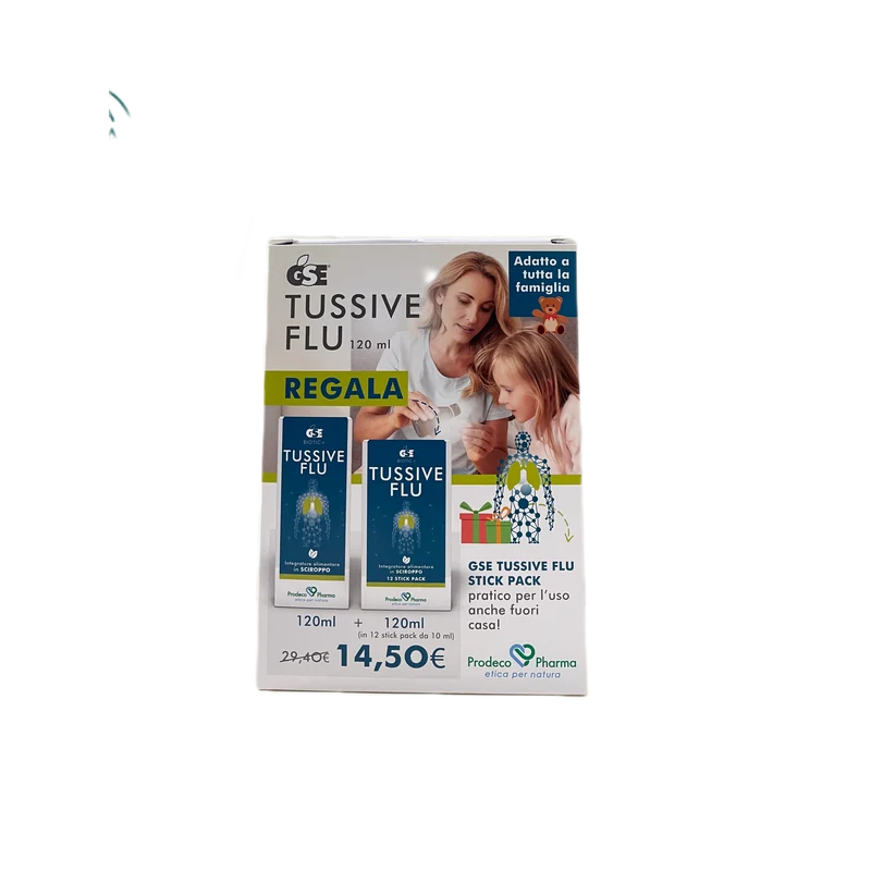 GSE Tussive Flu Integratore Alimentare Gola Sciroppo Famiglia 120 + 120