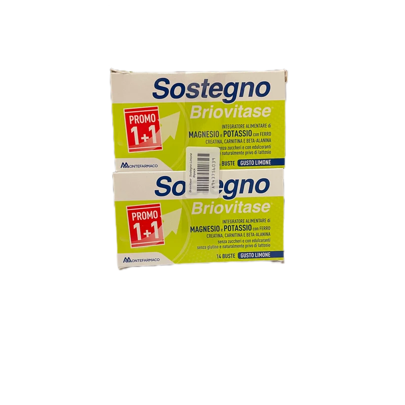 Sostegno Briovitase Forte Montefarmaco Magnesio Potassio 14 Buste Gusto Limone No Zucchero Glutine Lattosio