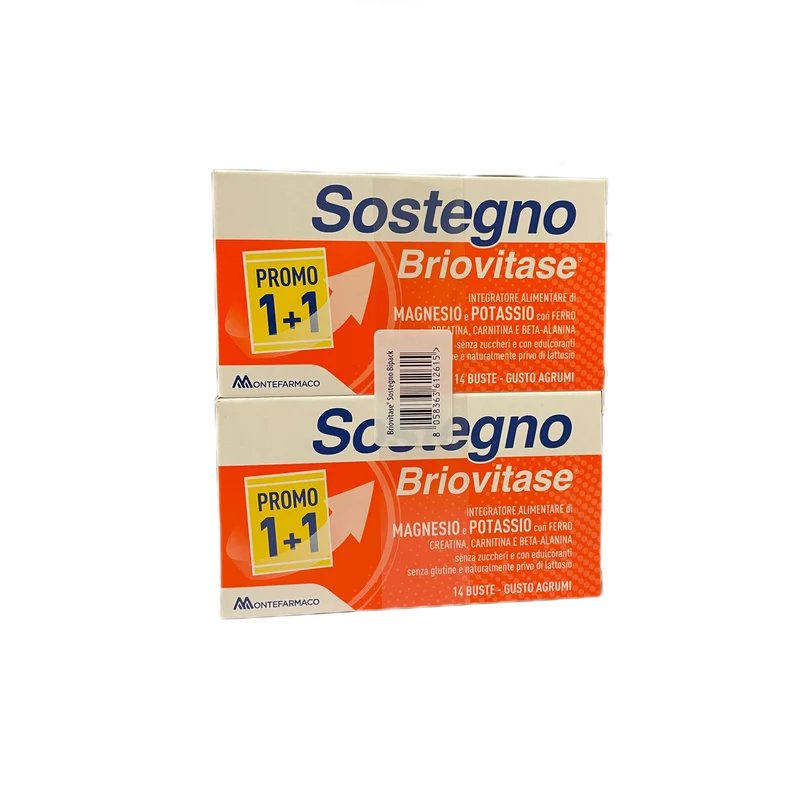 Sostegno Briovitase Montefarmaco Magnesio Potassio 14 buste Gusto Agrumi No Zuccheri Glutine Lattosio