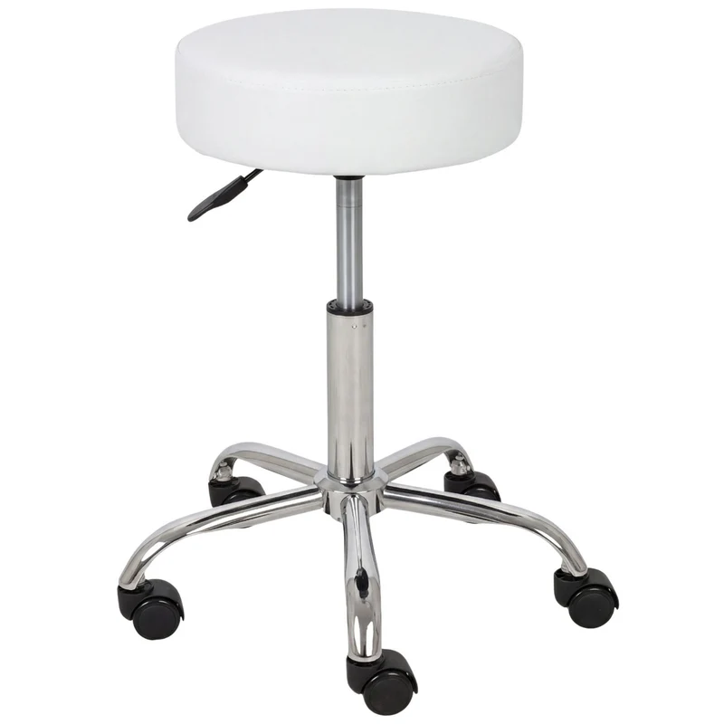 Sgabello con sedile imbottito TILA base in acciaio elevabile a gas - k501 Bianco