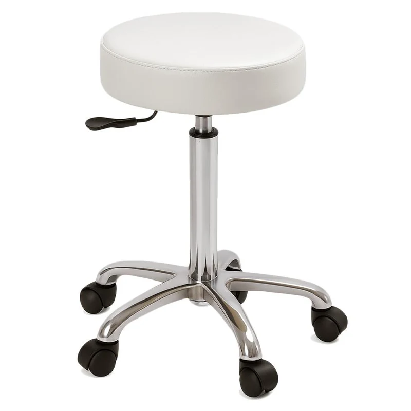 Sgabello con sedile imbottito - base in acciaio elevabile a gas - Bianco