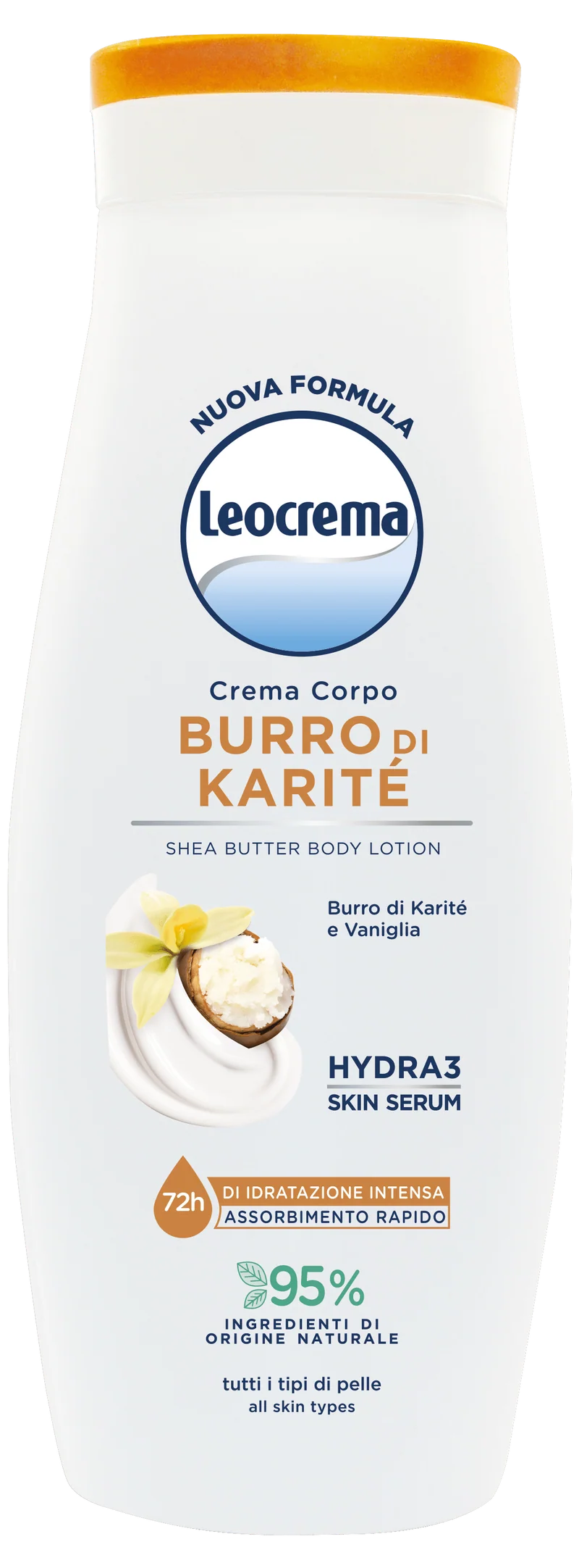 Leocrema Crema fluida corpo Burro di Karité 400 ml — Cartone intero da 12 confezioni · Cartone da 12 pz