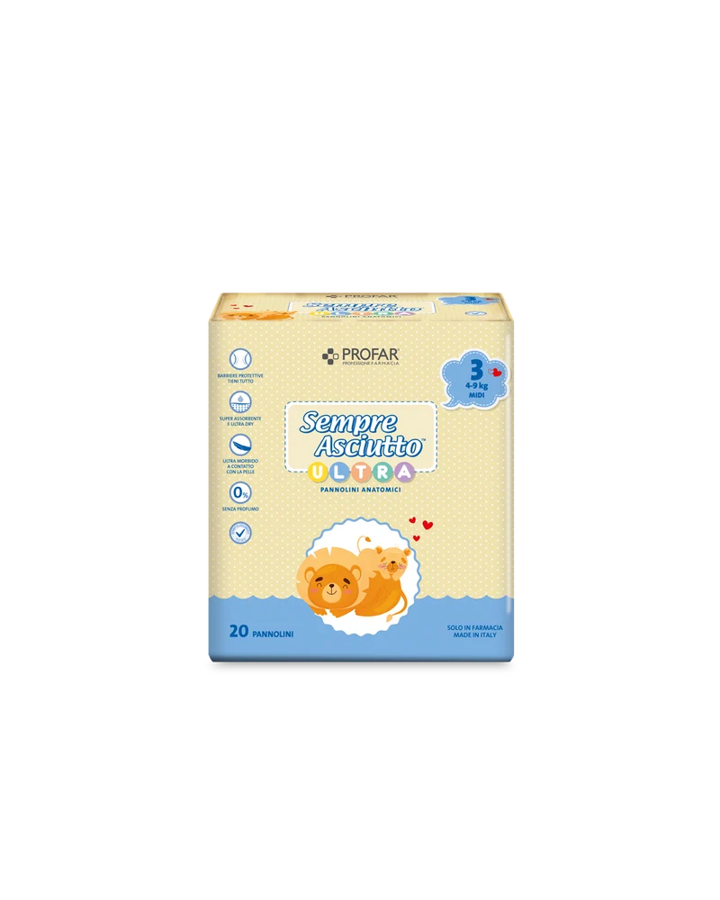 Pannolini sempre asciutto ultra midi taglia 3 4/9kg
