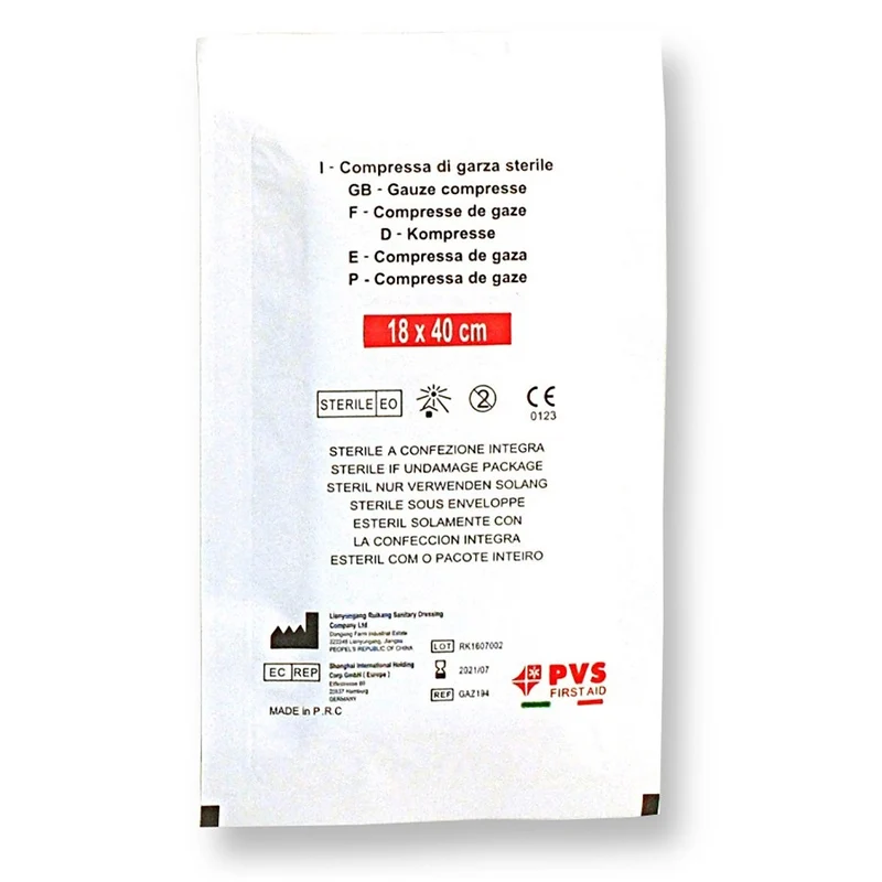 Compresse di garza cotone piegata PVS cm 18 x 40 Sterile