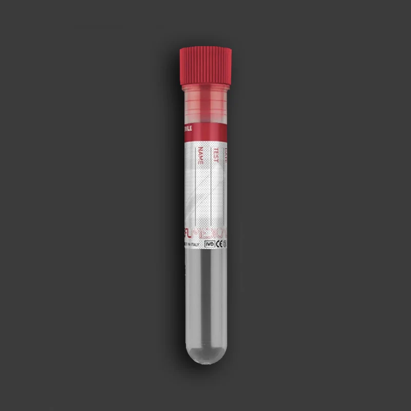 PROVETTA STERILE CILINDRICA 5 ml IN POLIPROPILENE CON TAPPO ROSSO + ETICHETTA
