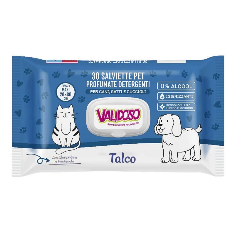Validoso Salviett Pet pz 30 Talco – Cartone 24 pz