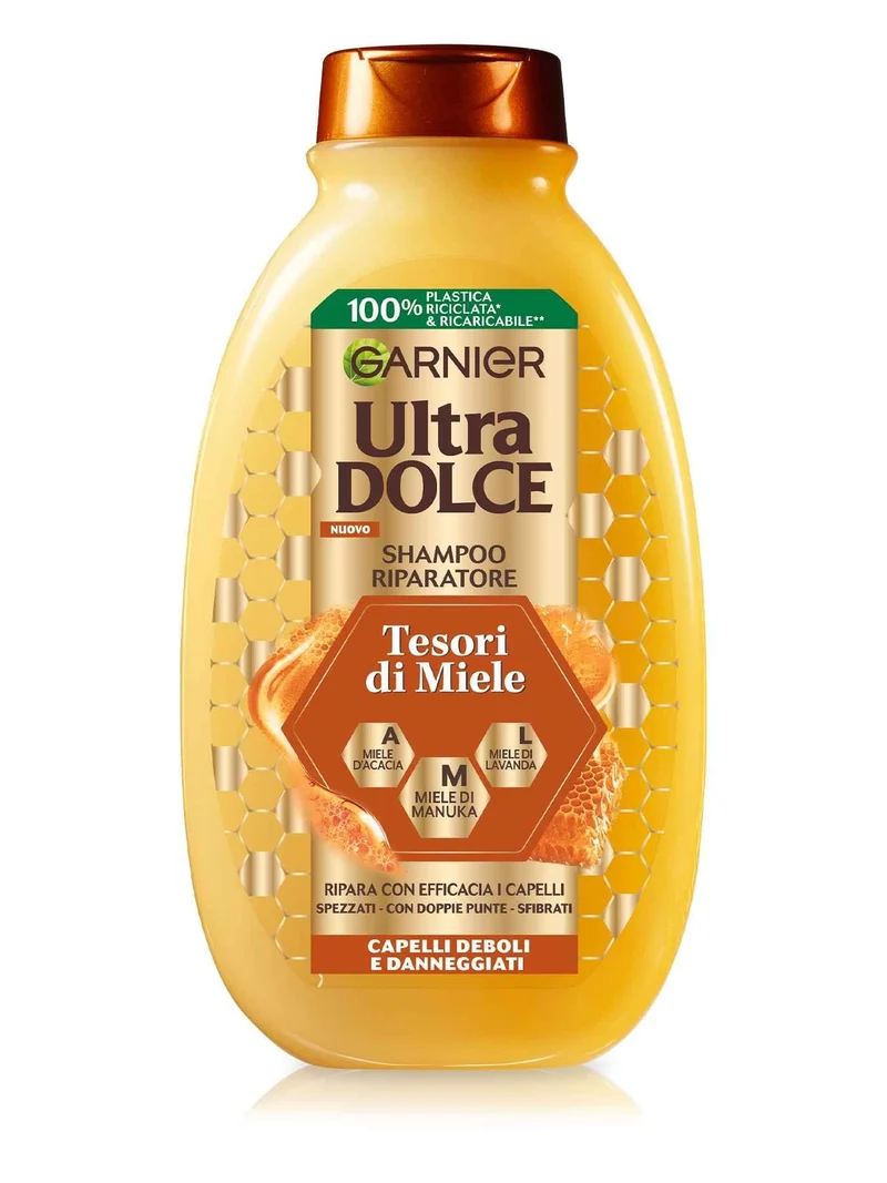 Garnier Ultra Dolce Shampoo 250Ml Tesori di Miele — Cartone intero da 6 confezioni · Cartone da 6 pz