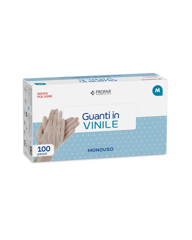 Guanti in vinile senza polvere tg. M
