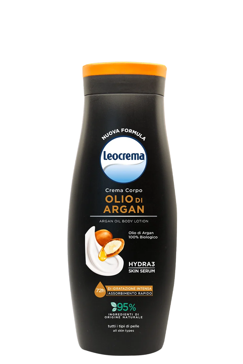 Leocrema Crema fluida corpo Olio di Argan 400 ml — Cartone intero da 12 confezioni · Cartone da 12 pz