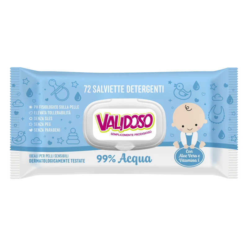 Validoso Salviett Baby pz 72 Mandorla – Cartone 24 pz