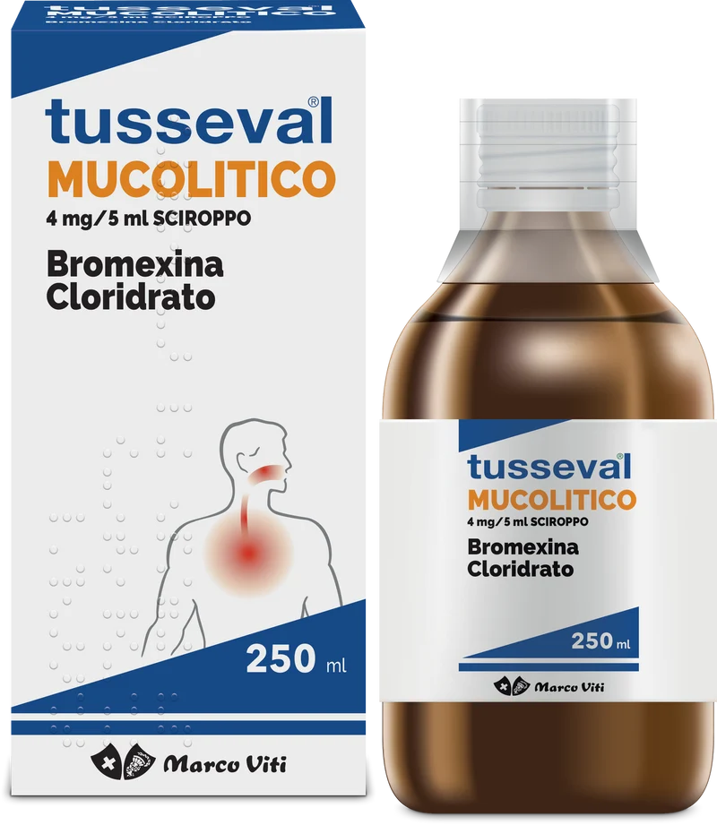 Tusseval mucolitico 4 mg/5 ml sciroppo bromexina cloridrato