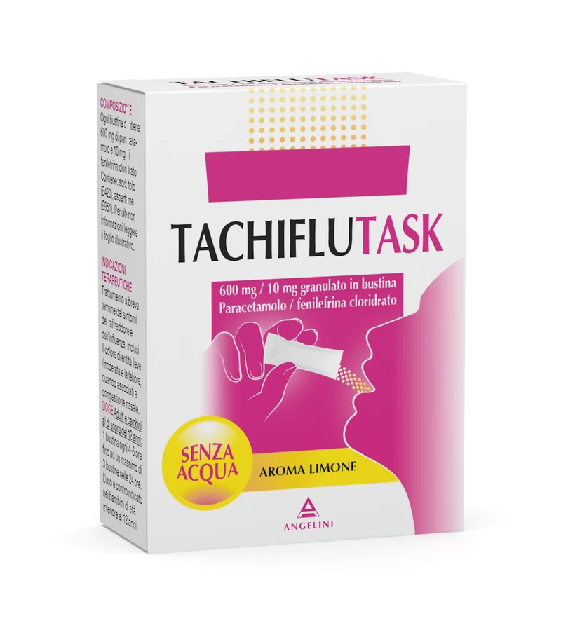 Tachiflutask 600 mg/10 mg granulato in bustina paracetamolo/fenilefrina cloridrato