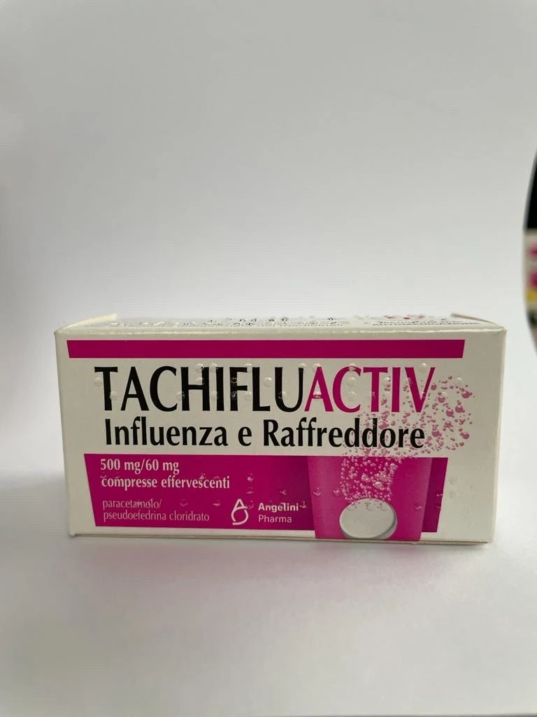 Tachifluactiv influenza e raffreddore 500 mg/60 mg compresse effervescenti paracetamolo/pseudoefedrina cloridrato