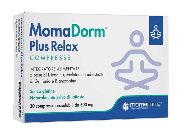 Momadorm plus relax 30 compresse 500 mg senza glutine naturalmente privo di lattosio