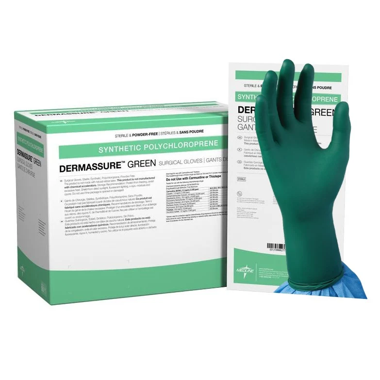 Guanti chirurgici sterili in neoprene senza polvere DERMASSURE GREEN (50 paia)