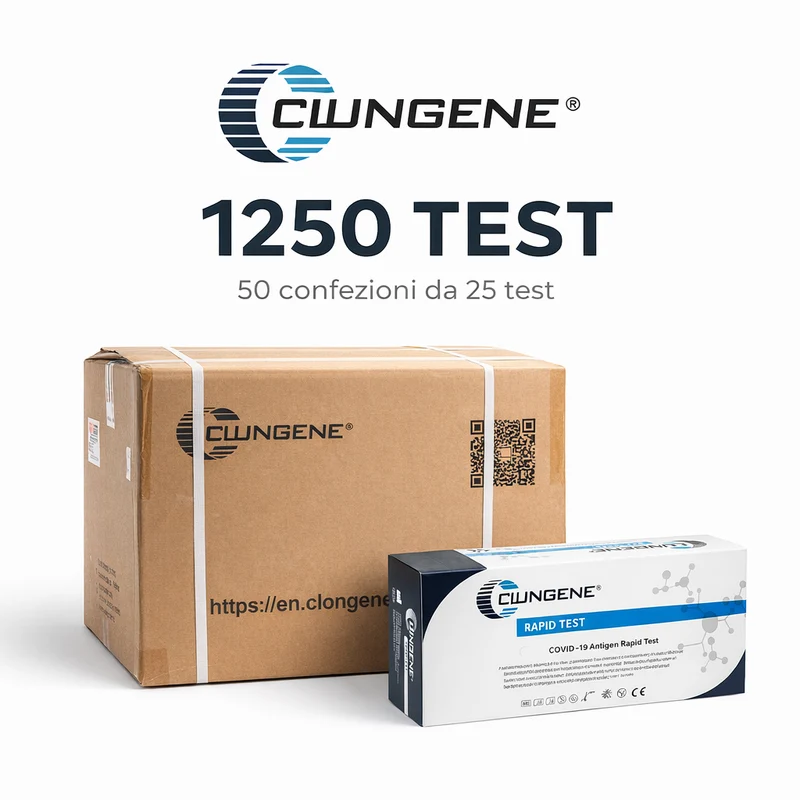 Test rapido Covid-19 Clungene professionale - Cartone 1.250 test (50 box da 25) · Scad. 09/2027