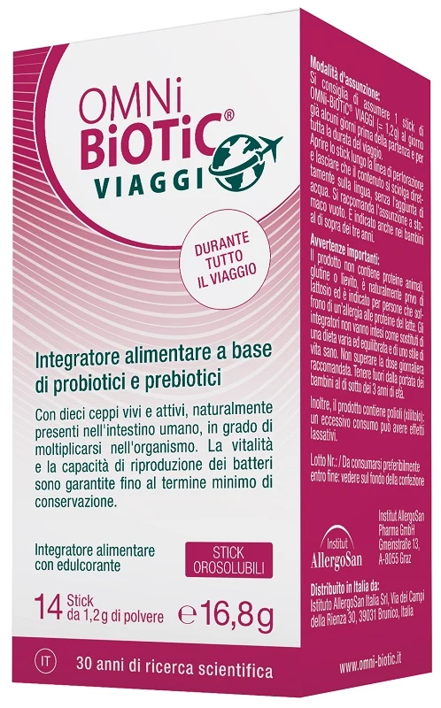 Omni biotic viaggi 14 stick orosolubili con edulcorante senza glutine e lattosio