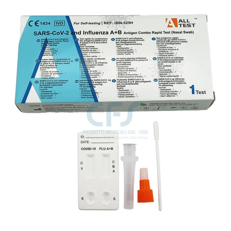 AutoTest rapido Antigenico ALLTEST Combo SARS-CoV-2 e influenza A/B (conf. 1 test)