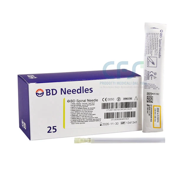 Ago spinale BD con punta Quincke - 19 G x 3 1/2 - mm 1,1 x 90 - Marrone (conf. 25 pz.)