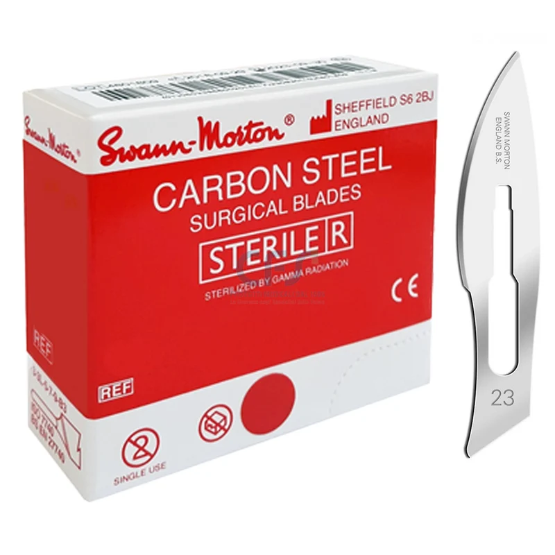 Lame bisturi monouso sterili Swann-Morton n.23 - Carbonio (conf. 100 pz.)