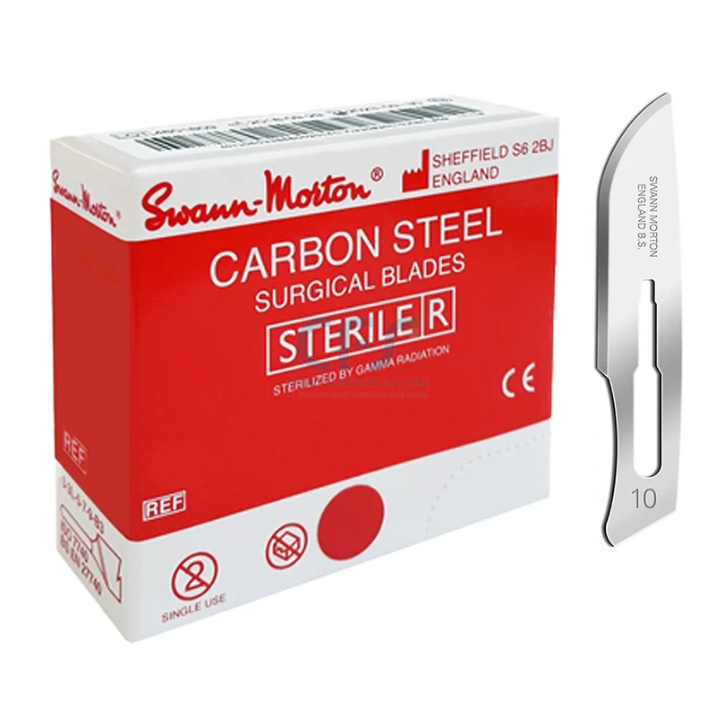 Lame bisturi monouso sterili Swann-Morton n.10 - Carbonio (conf. 100 pz.)