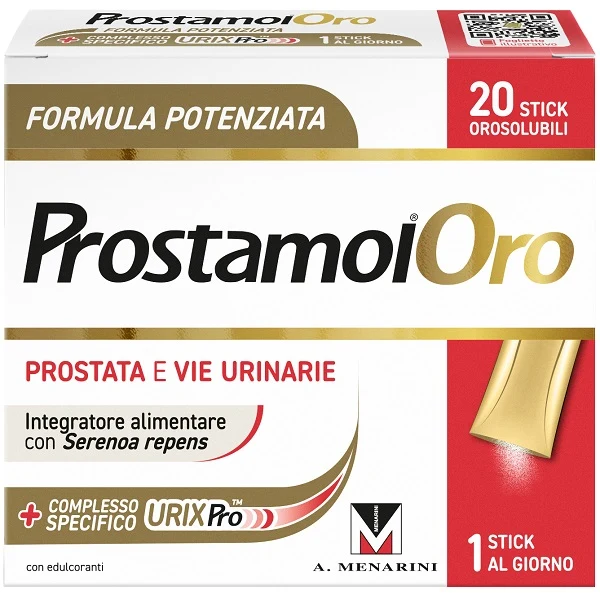 Prostamol oro 20 stick orosolubili da 1,6 g gusto frutti rossi con edulcoranti senza zuccheri senza glutine naturalmente privo di lattosio