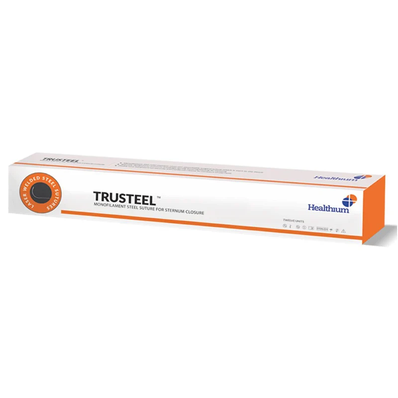 Sutura Healthium TRUSTEEL, ago 1/2 48mm, USP 5 - filo natural 45cm (conf. 48 pz.)