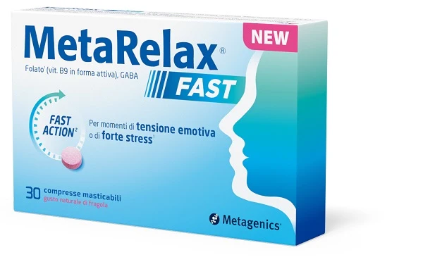 Metarelax fast 30 compresse masticabili gusto naturale di fragola senza glutine senza lattosio con edulcoranti