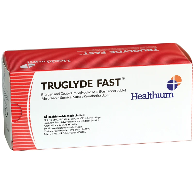 Sutura Healthium TRUGLYDE FAST, ago 1/2 35mm, USP 2/0 - filo incolore 75cm (conf. 12 pz.)