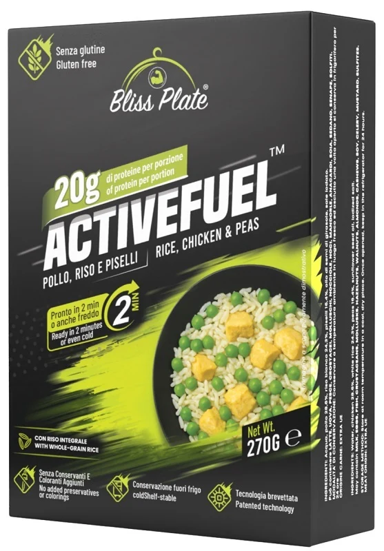 Bliss plate active fuel pollo riso e piselli 270 g