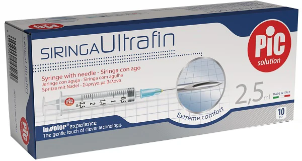 Siringa ultrafin 2,5 ml gauge 23 1/4 10 pezzi