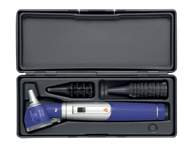 Otoscopio Heine Mini 3000 LED a F.o. con Speculum Riutilizzabili e Astuccio - Blu - D-885.20.021
