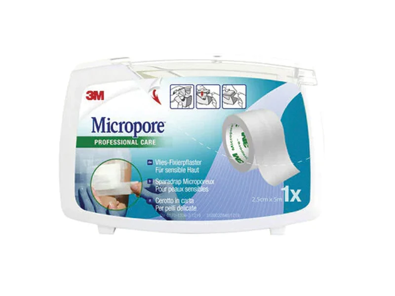 3M™ Micropore™ - 2,5 cm × 5 m - Cerotto di carta in dispenser - 1530NP-1SD - 1 rotolo