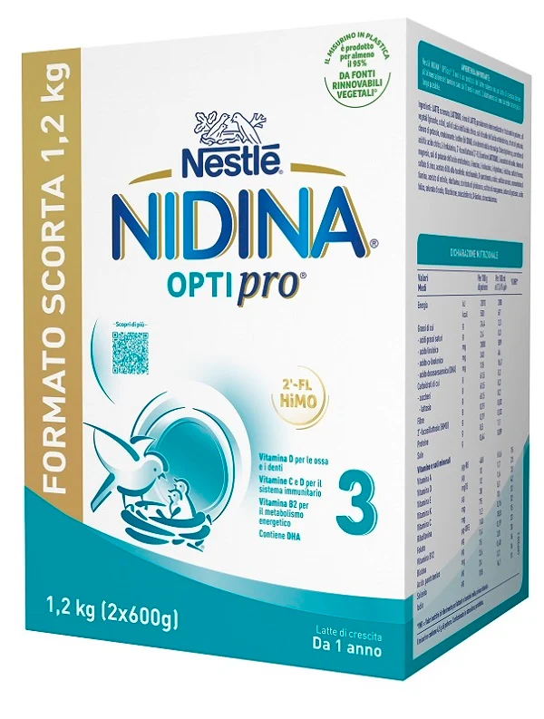 Nidina optipro 3 polvere 2 pezzi da 600 g