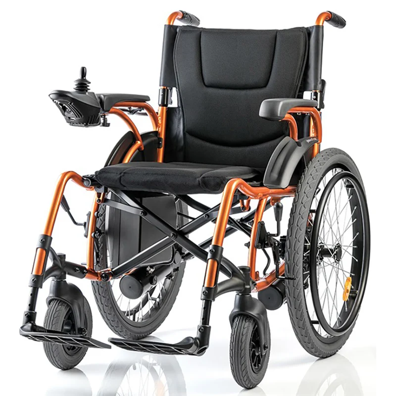 Carrozzina elettrica pieghevole Yuwell D130AL con ruote posteriori 56 cm e corrimano