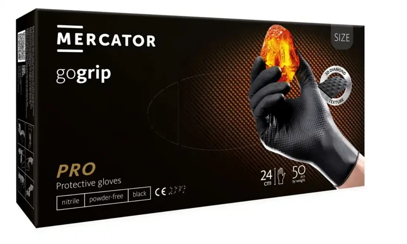 Guanti neri puntinati in nitrile senza polvere Gogrip