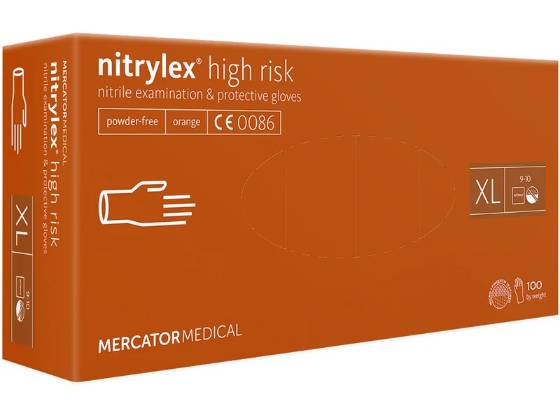 MERCATOR MEDICAL Guanti nitrile nitrylex High Risk orange