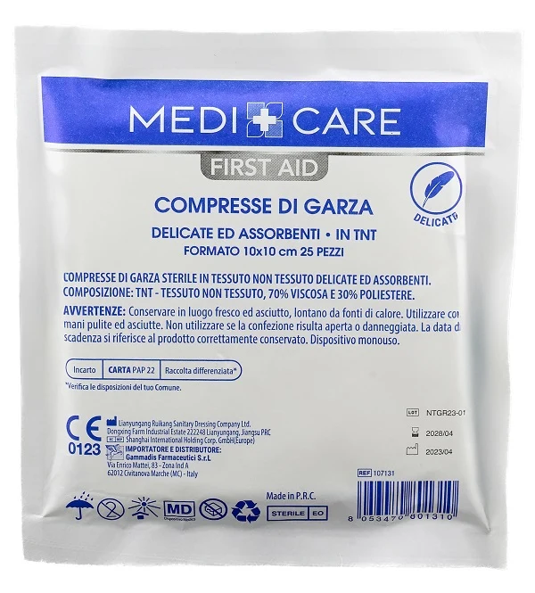 Garza medicare cotone 10x10 cm 25 pezzi