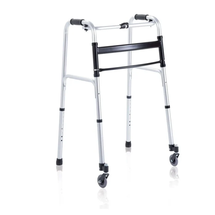 Deambulatore pieghevole regolabile con 2 ruote piroettanti + 2 puntali rp734 mopedia