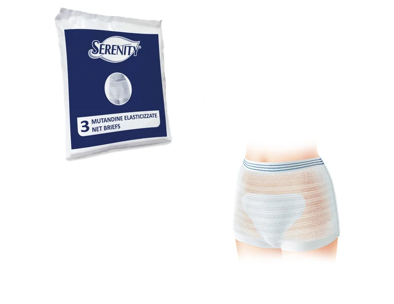 Mutande a rete elastiche Serenity - Tg.XXL - Bustina da 3 pz.