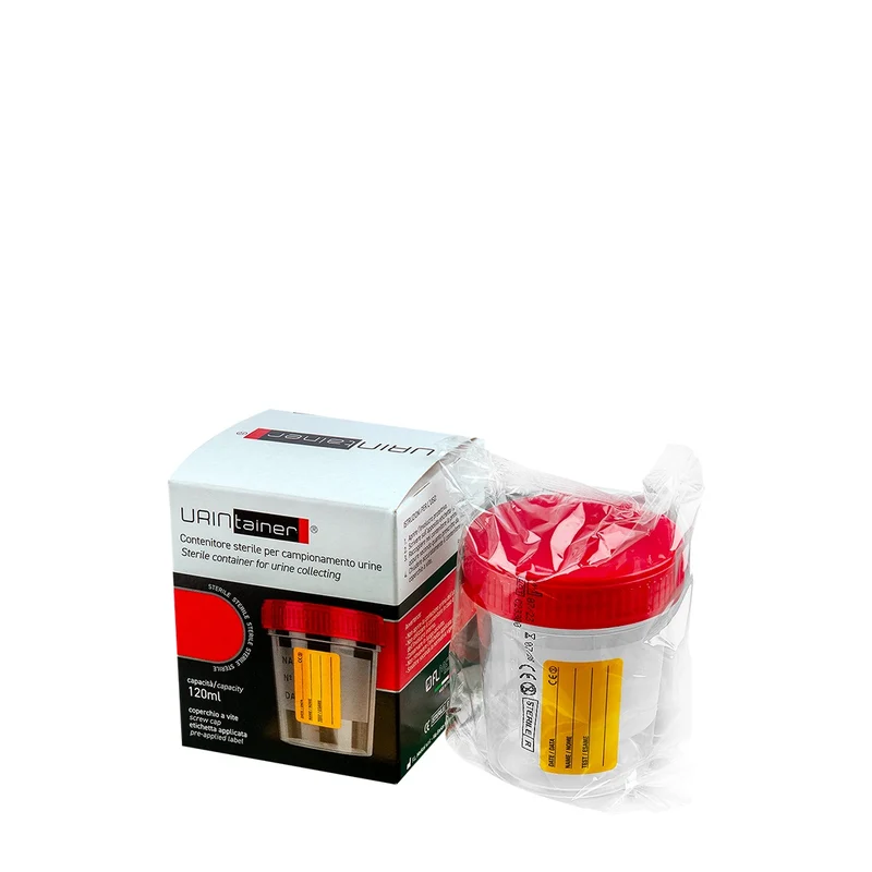 Contenitore sterile per raccolta urina 120 ml in sacchetto singolo, in astuccio - conf.100 pz.