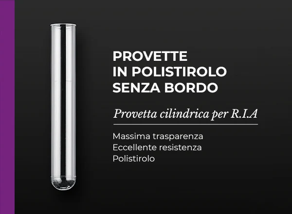 Provetta cilindrica per R.I.A. 11x70 mm in ps senza bordo conf. 6000 pz