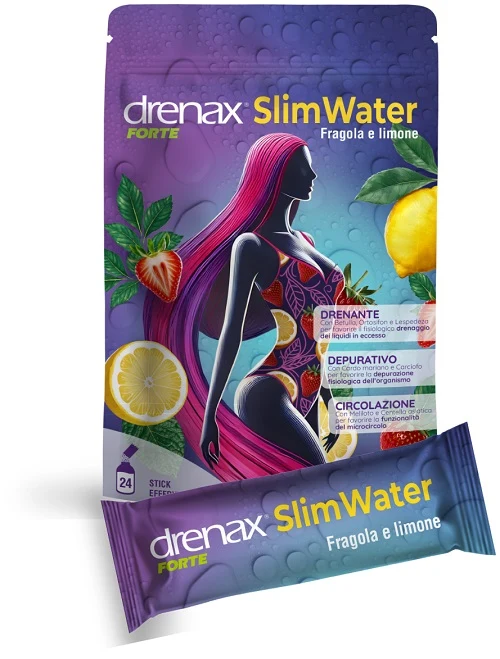 Drenax forte slim water fragola e limone 24 bustine granulati effervescenti