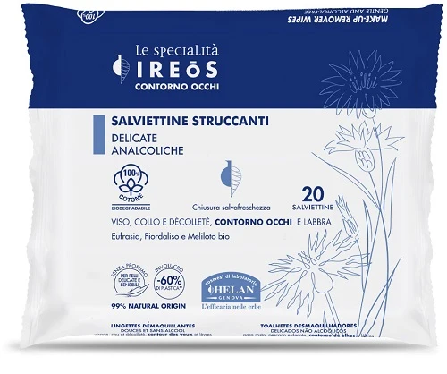 Ireos salviettine struccanti delicati analcoliche 20 pezzi