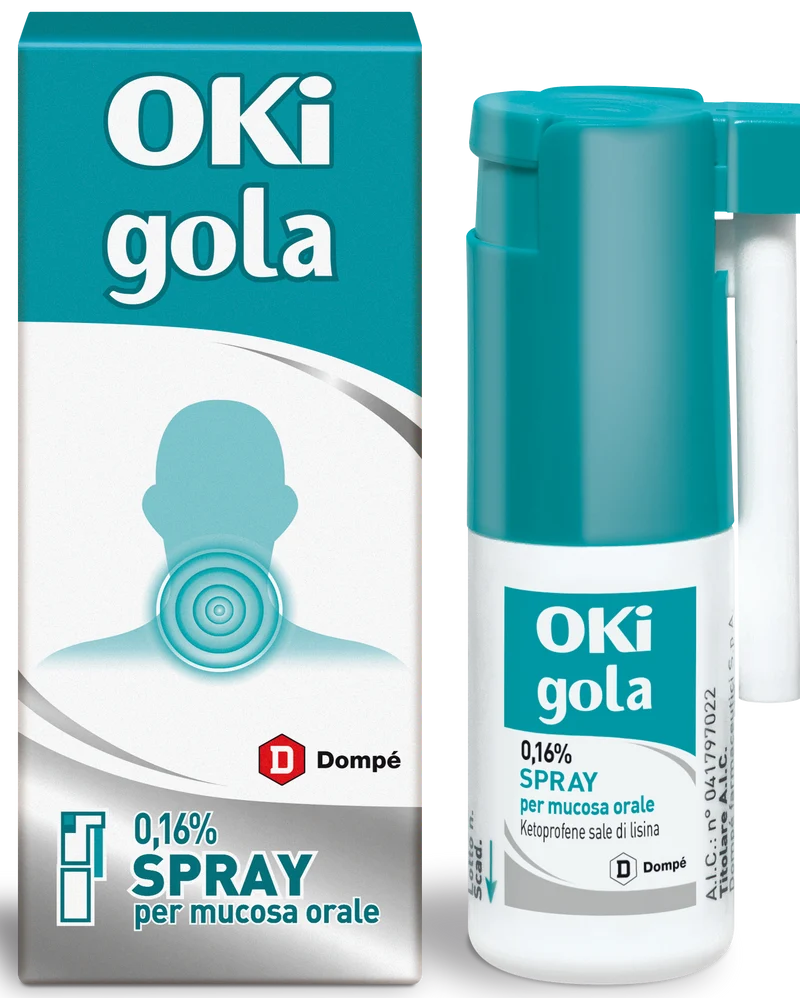 Oki gola 0,16% spray per mucosa orale ketoprofene sale di lisina
